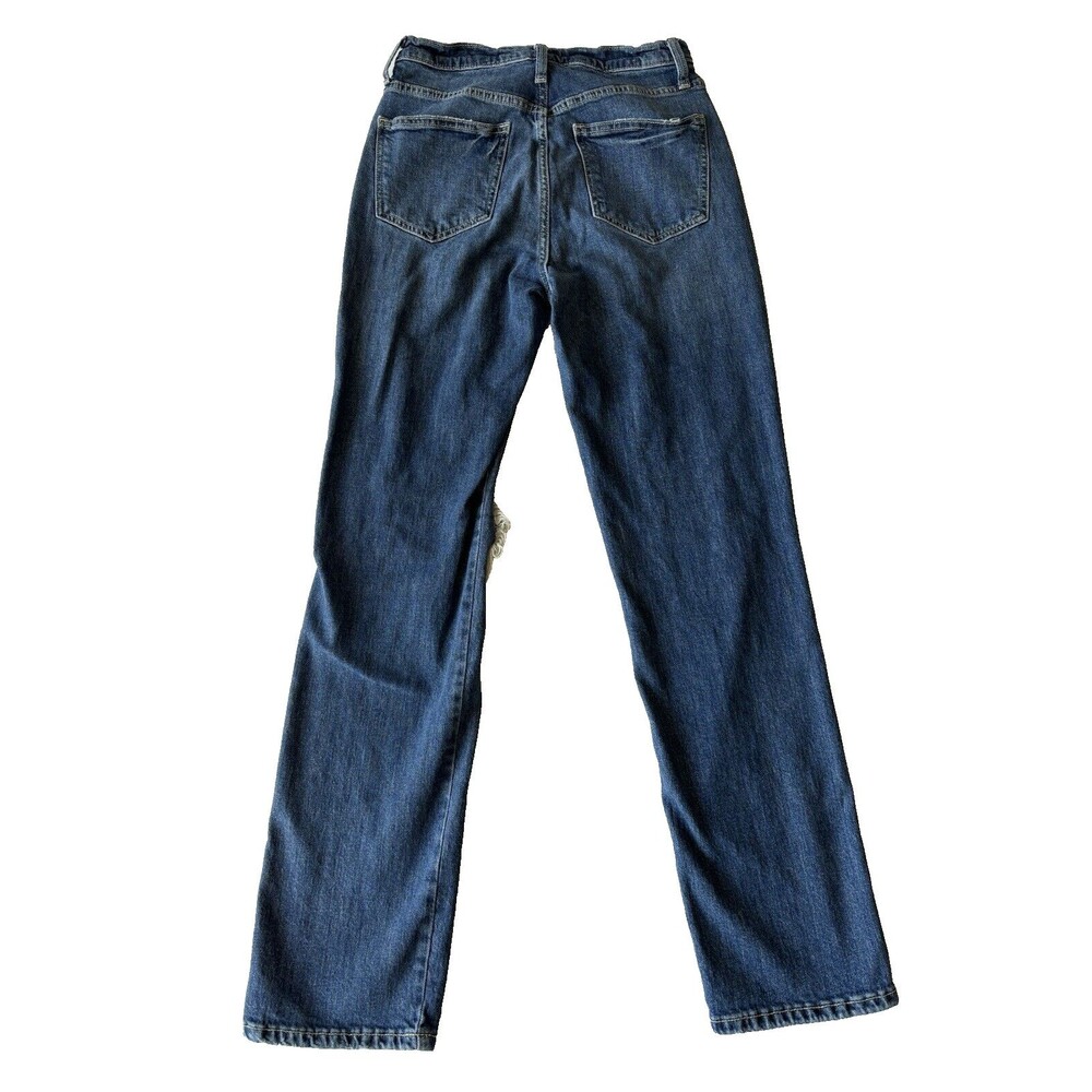 American Eagle Jeans Girls 7 Highest Rise 90s Straight Blue Stretch Distressed - Picture 3 of 10